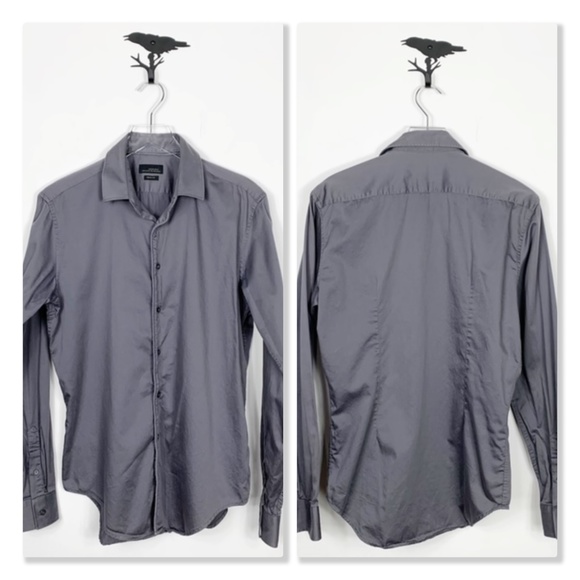 Zara Man Black Label Gray Slim Fit Button Up Shirt - Picture 1 of 8